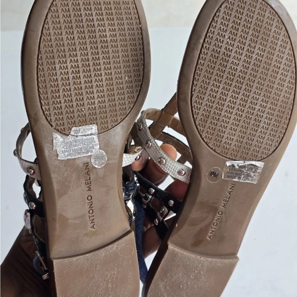 Antonio Melani Sandals Women 9M Mixed Print Buckle Studded Leather Excellent - Picture 12 of 14